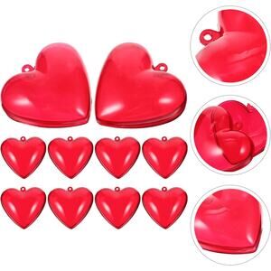 Acrylic Heart Shape Fillable Red 26 total with Connector Clasp Ball Chains  New